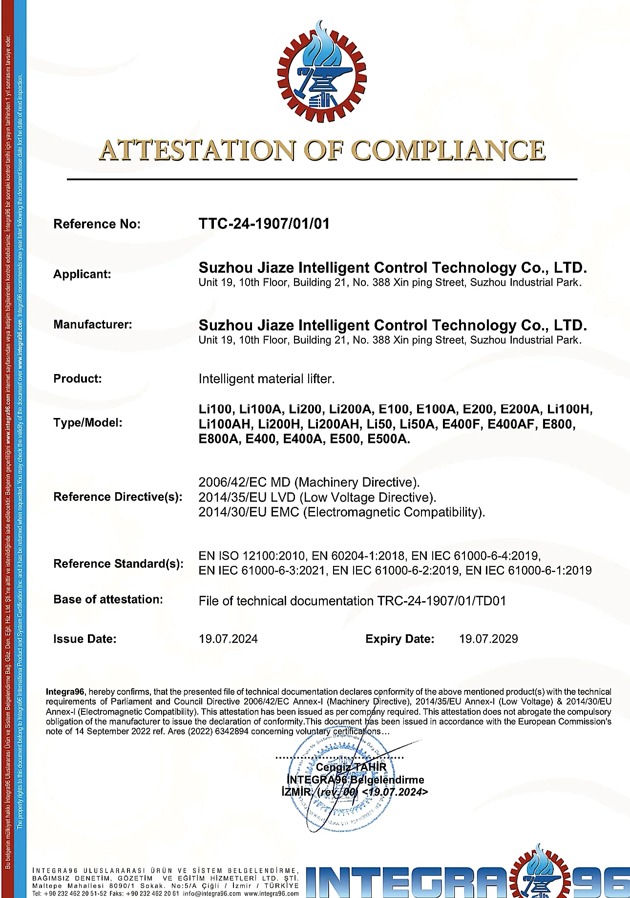 CE / EU Compliance Attestation